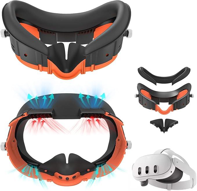 Rechale Face Cover for Meta Quest 3: Sweat-Proof PU Leather Pad with Air-Circulation Design